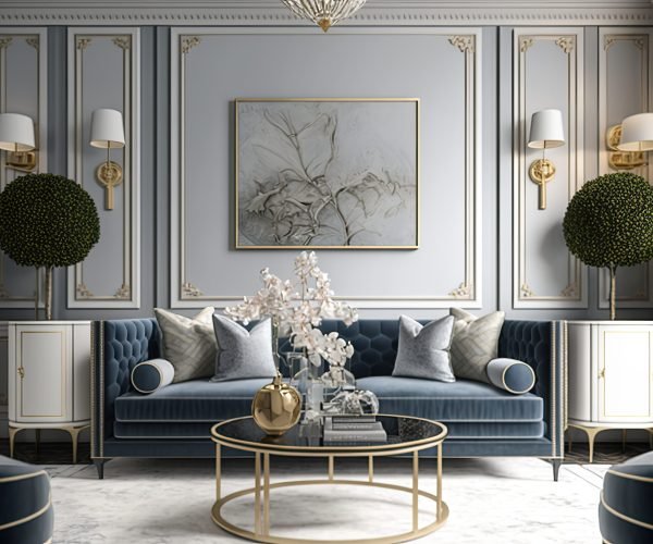 living-room-with-blue-sofa-gold-coffee-table